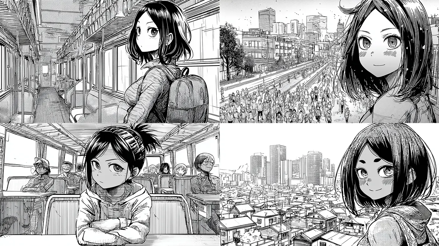 Modern Urban Manga Aesthetic with Detailed Line Work - Midjourney sref style