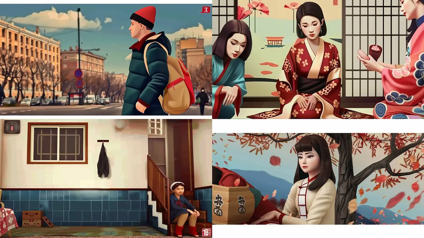 Consistent Nostalgic Serenity in Stylized Digital Paintings - Midjourney sref style