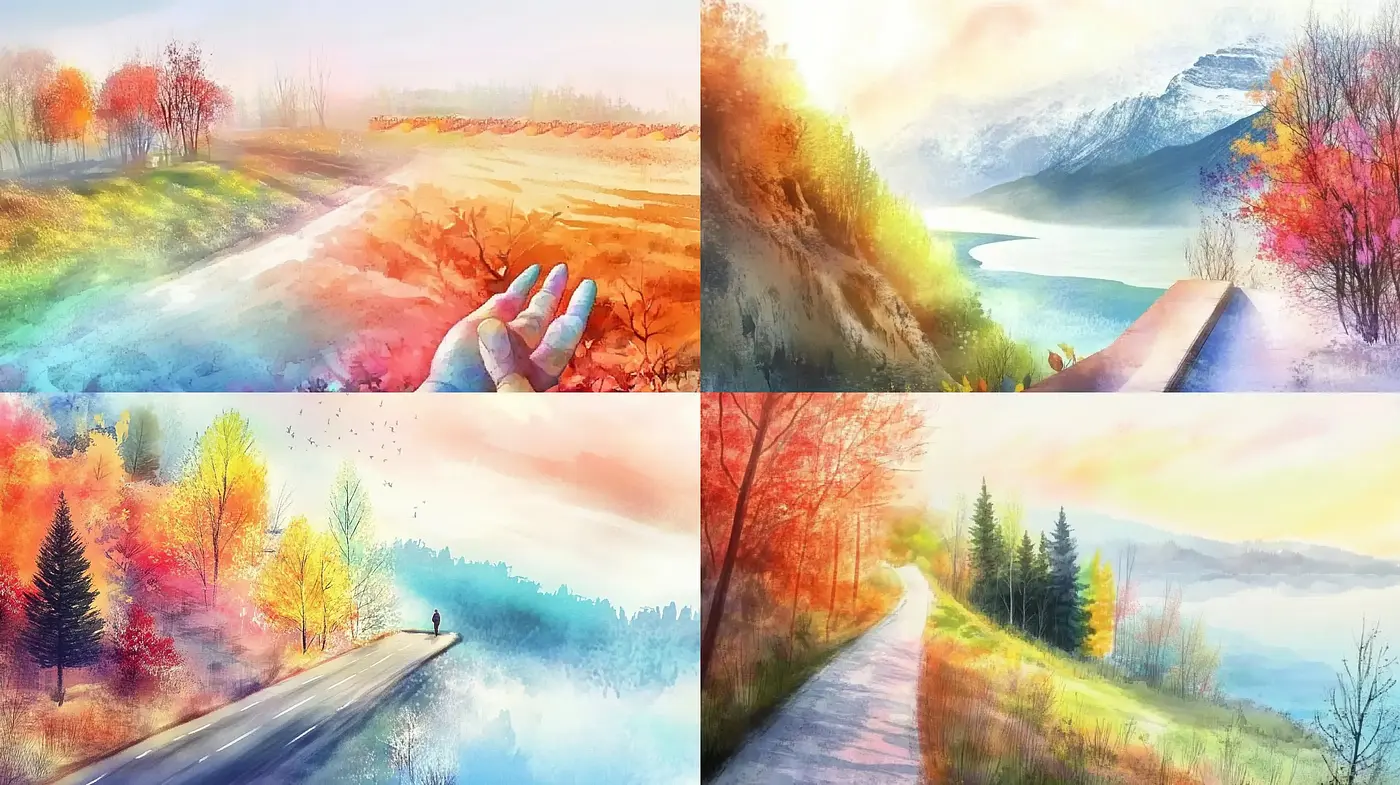 Serene Watercolor Dreamscapes Inspired by Nature's Palette - Midjourney sref style