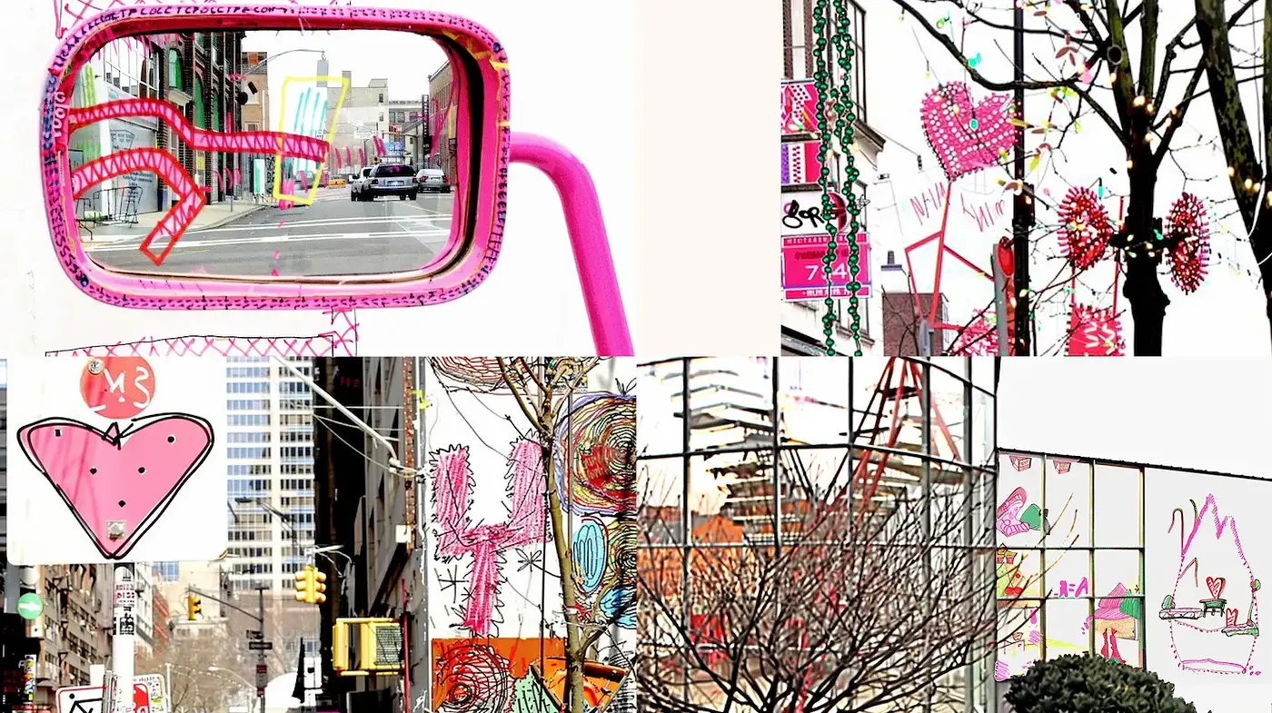 Whimsical Urban Art with Playful Color and Graphic Elements - Midjourney sref style