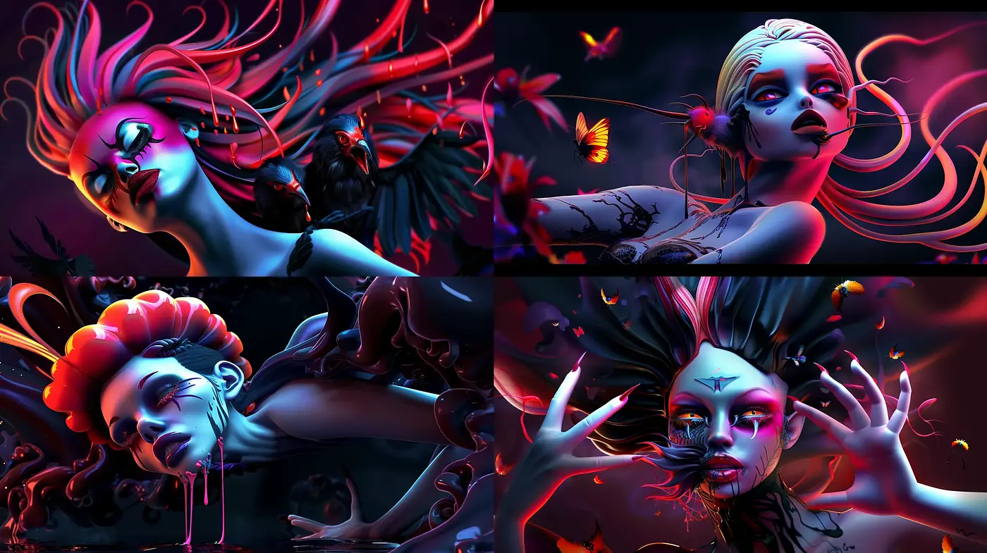 Ethereal Dreamscape in a Neon Fantasia - Midjourney sref style