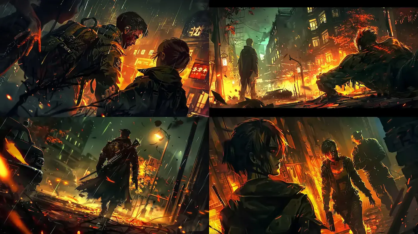 Dynamic and Expressive Urban Dystopia with a Haunting Atmosphere - Midjourney sref style