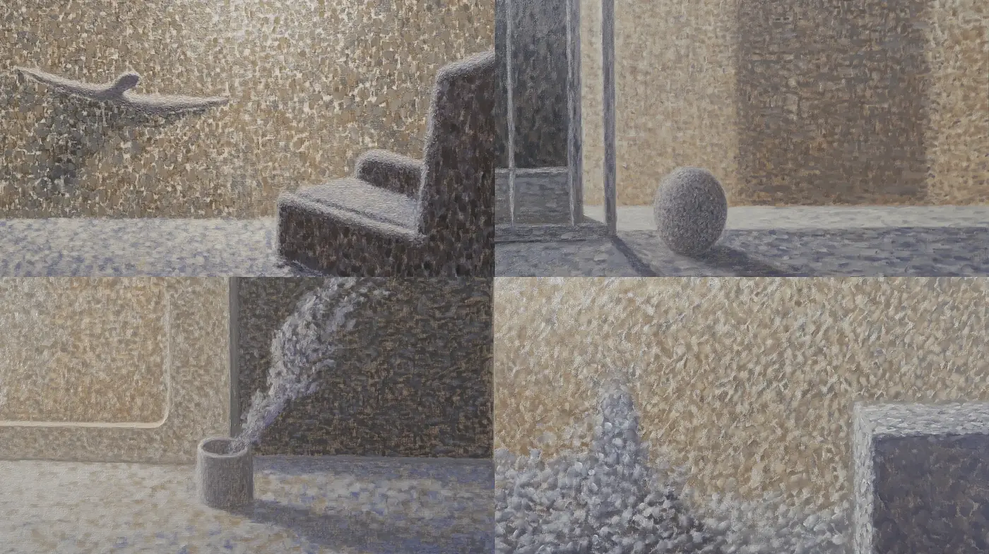 Textured Harmony in Monochrome: A Study of Static Balance - Midjourney sref style