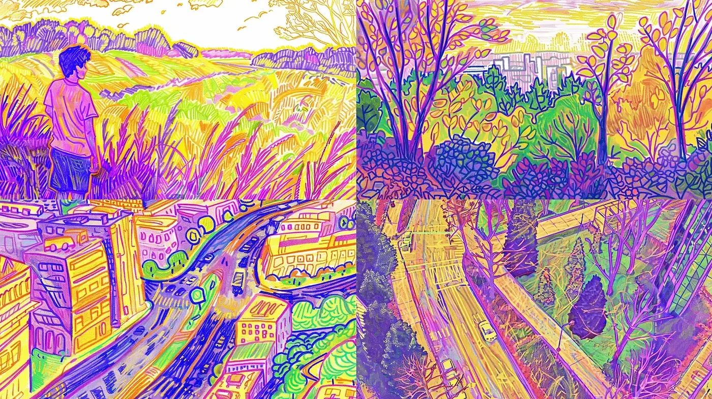 Vibrant and Dynamic Landscapes with an Element of Surrealism - Midjourney sref style