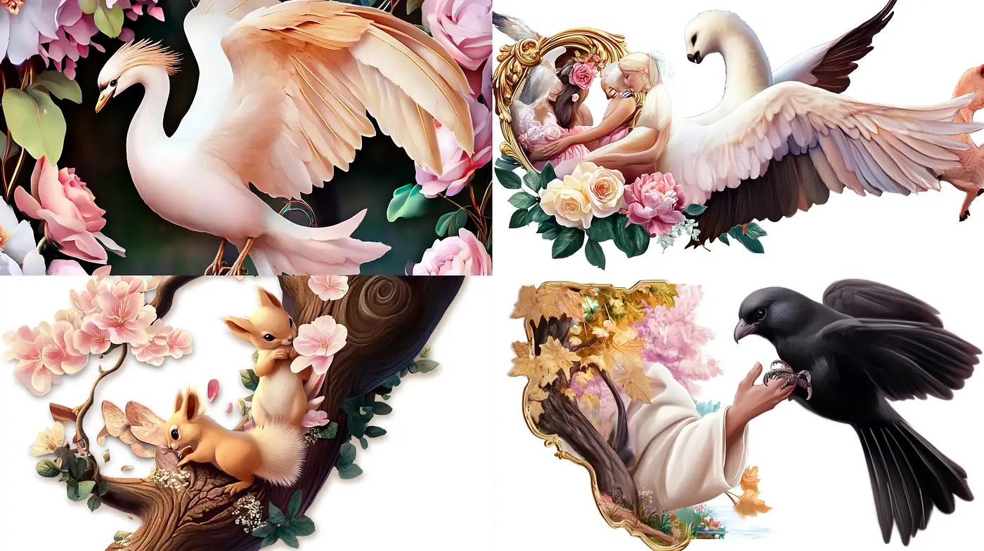 Enchanted Aviary in Bloom: A Symphony of Florals and Feathers - Midjourney sref style