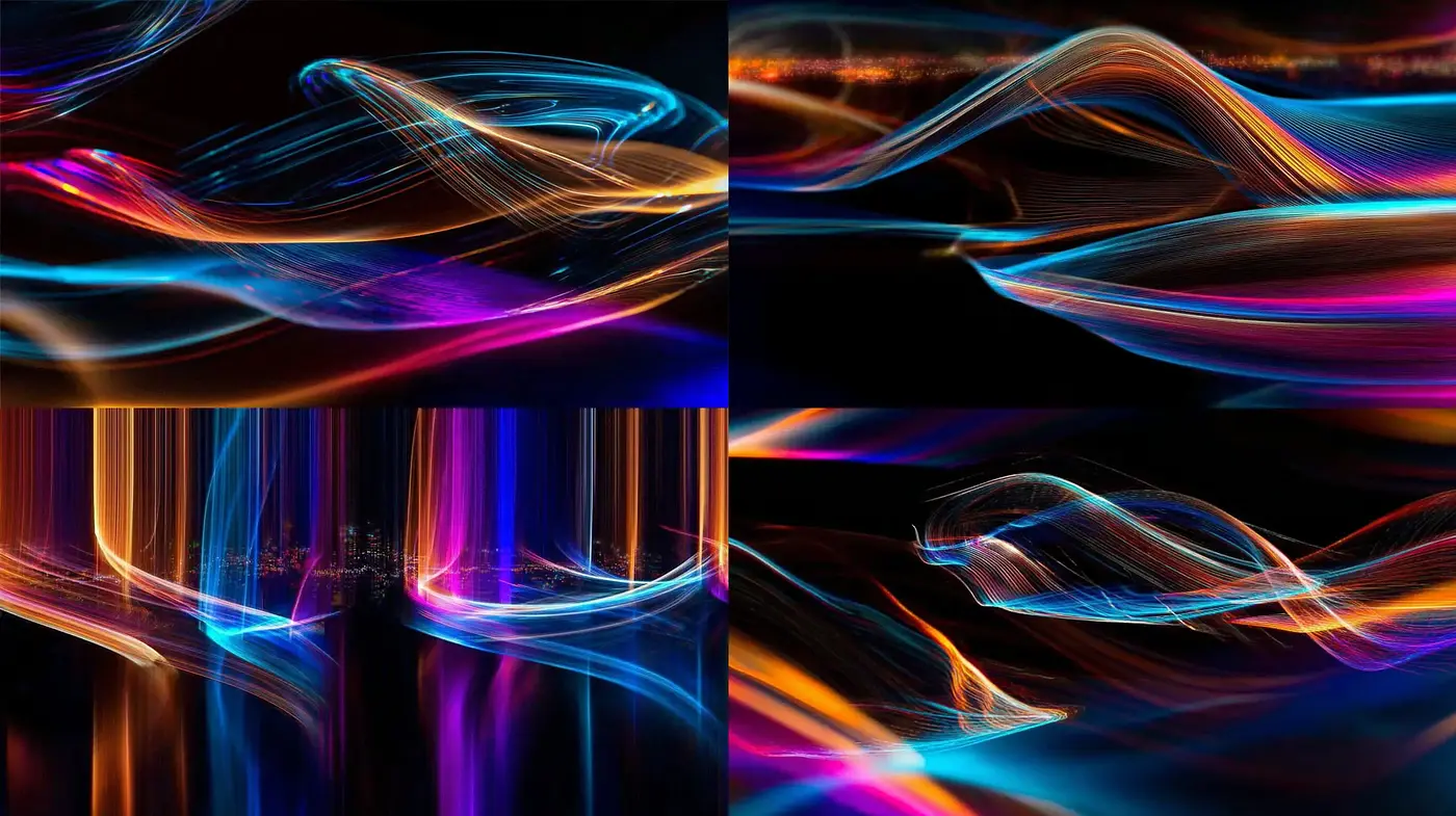 Dynamic and Ethereal Light Trails with Vibrant Colors - Midjourney sref style