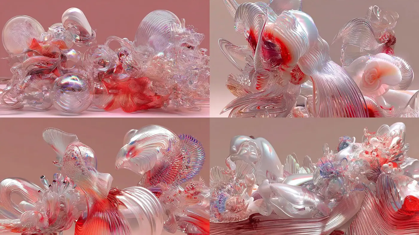 Fluid, ethereal forms with a harmonious blend of color and texture - Midjourney sref style