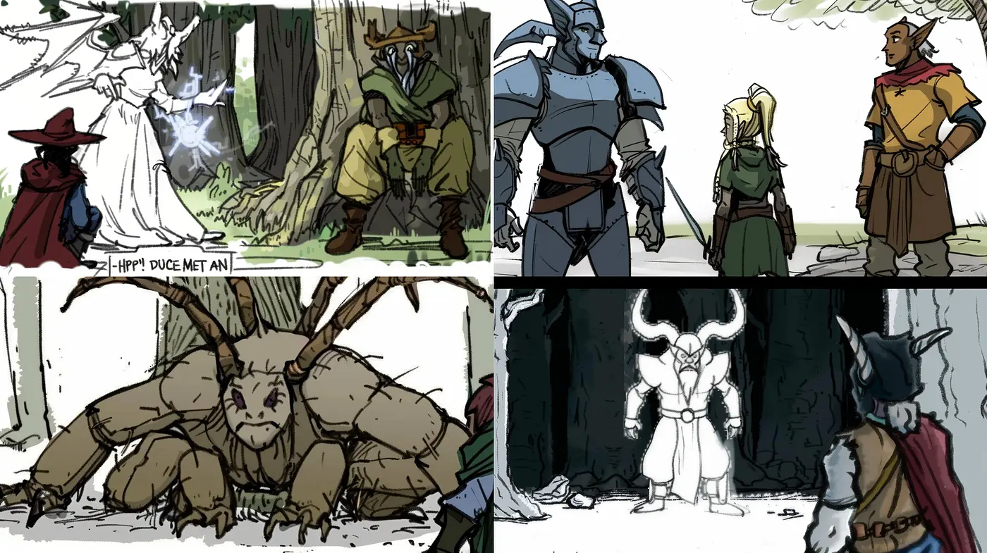 Enchanted Sketchbook: Merging Fantasy with Rough Brushstrokes - Midjourney sref style