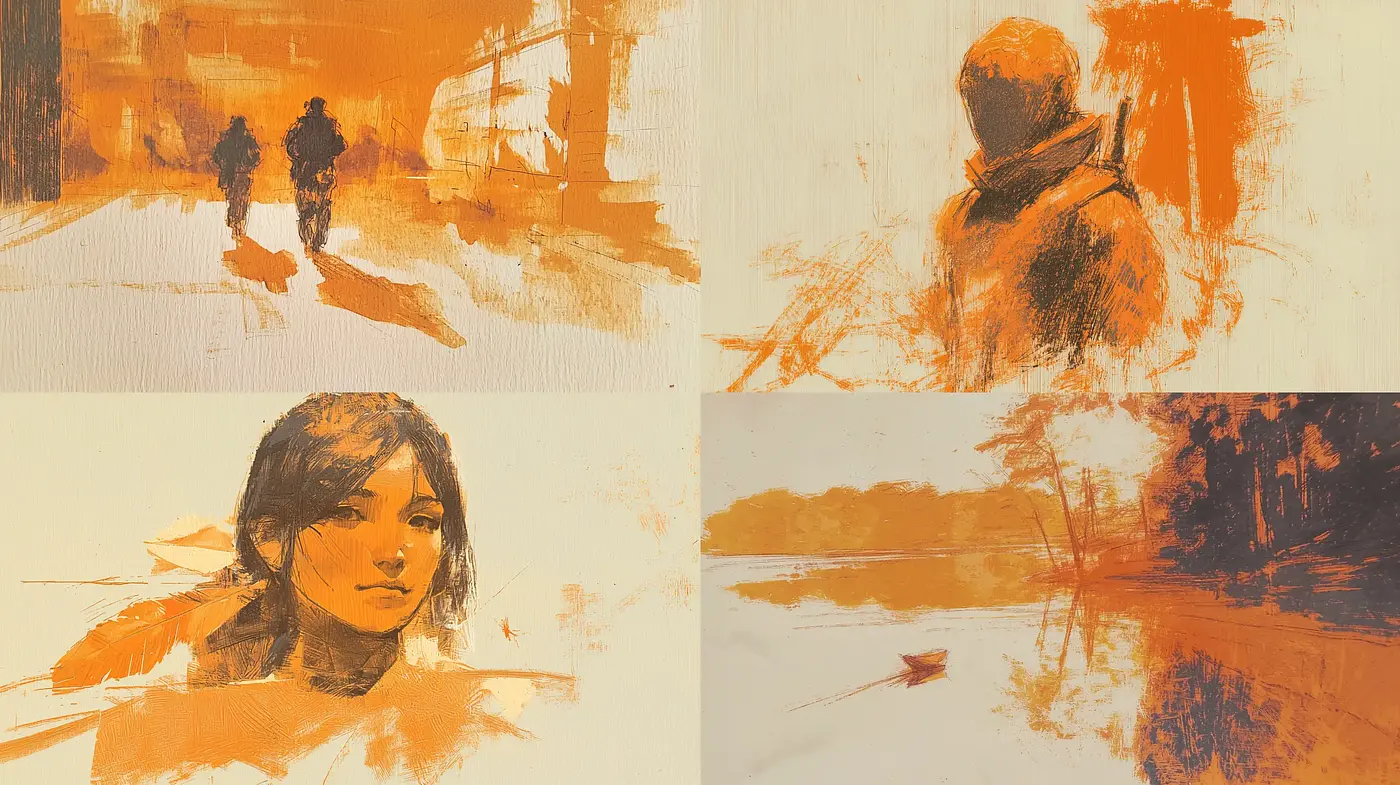 Warm Tonal Expressive Sketches with an Impressionistic Undertone - Midjourney sref style