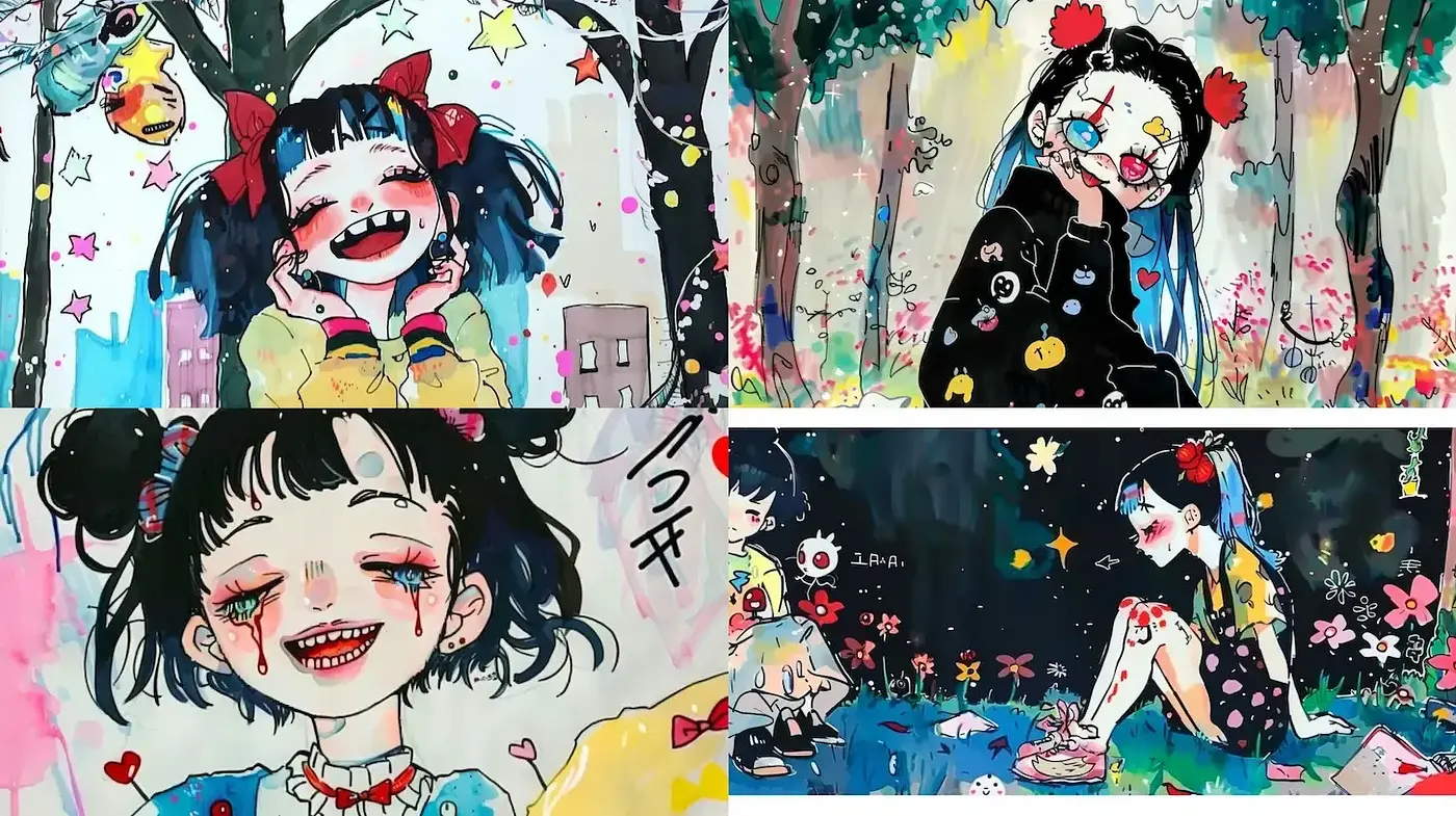 Whimsical and Emotional Illustrations with a Playful Aesthetic - Midjourney sref style