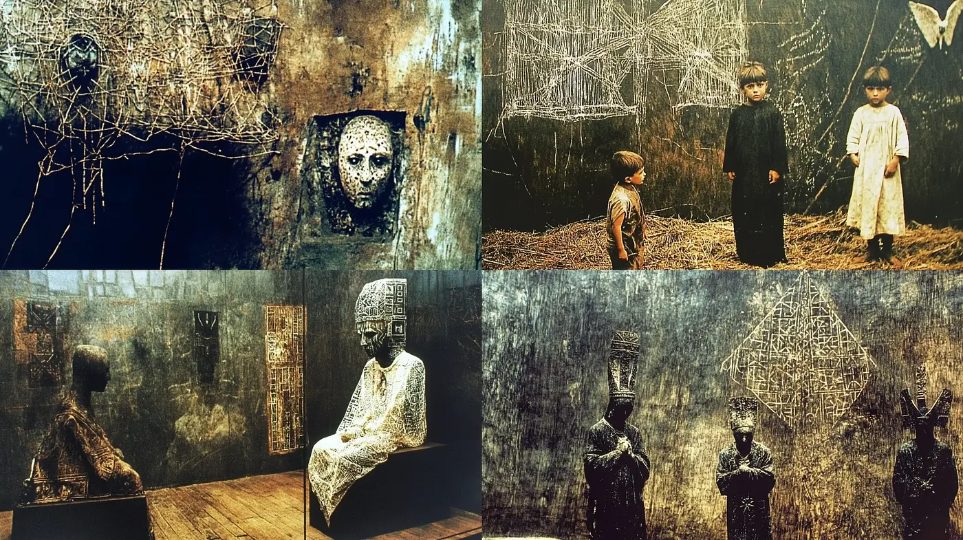Ethereal Arcane Echoes: A Surreal Fusion of Ancient Mystique and Textured Decay - Midjourney sref style