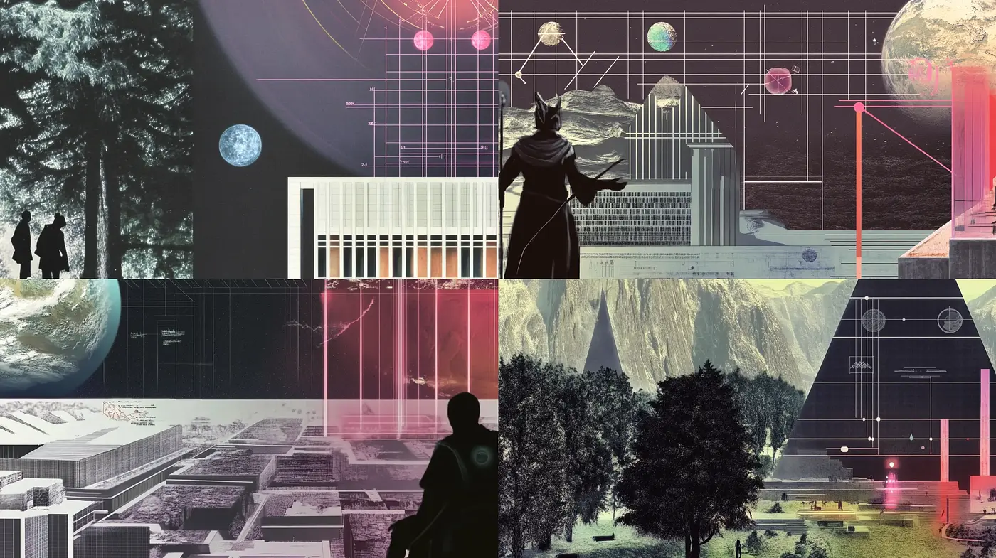 Futuristic Retro Synthesis of Architectural Marvel - Midjourney sref style