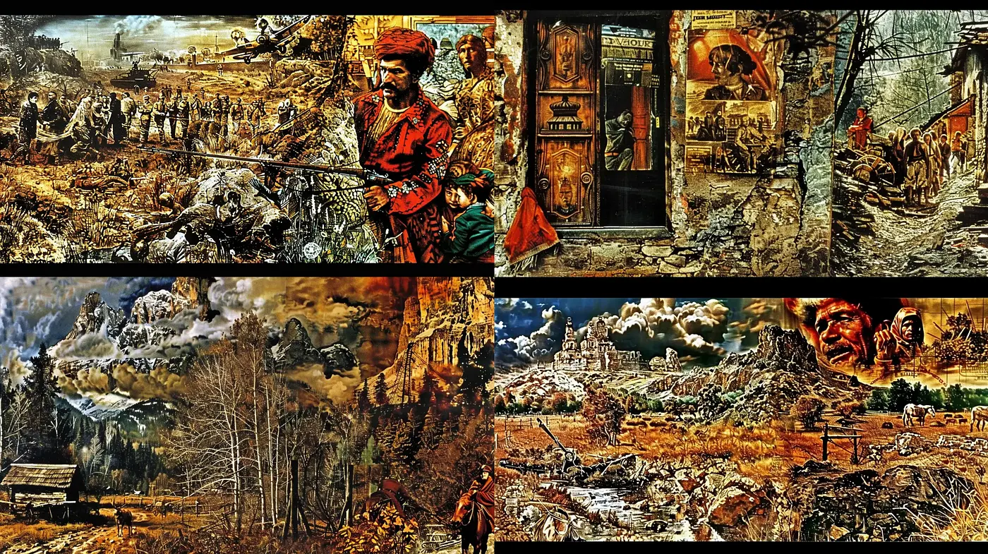 Time-worn Tapestry of Vivid Historical Narratives - Midjourney sref style