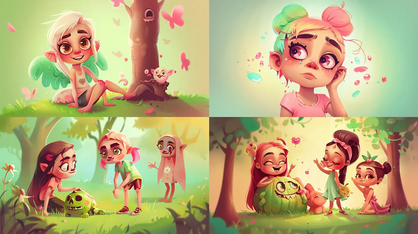 Whimsical Radiance: Stylized Animation Harmony - Midjourney sref style