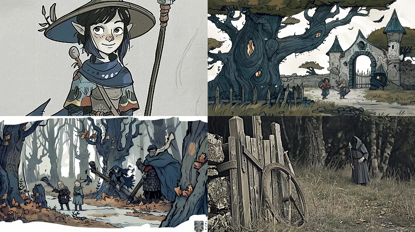 Consistent Mythical Essence: A Study in Stylized Pastoral Fantasy with an Earthy Color Harmony - Midjourney sref style
