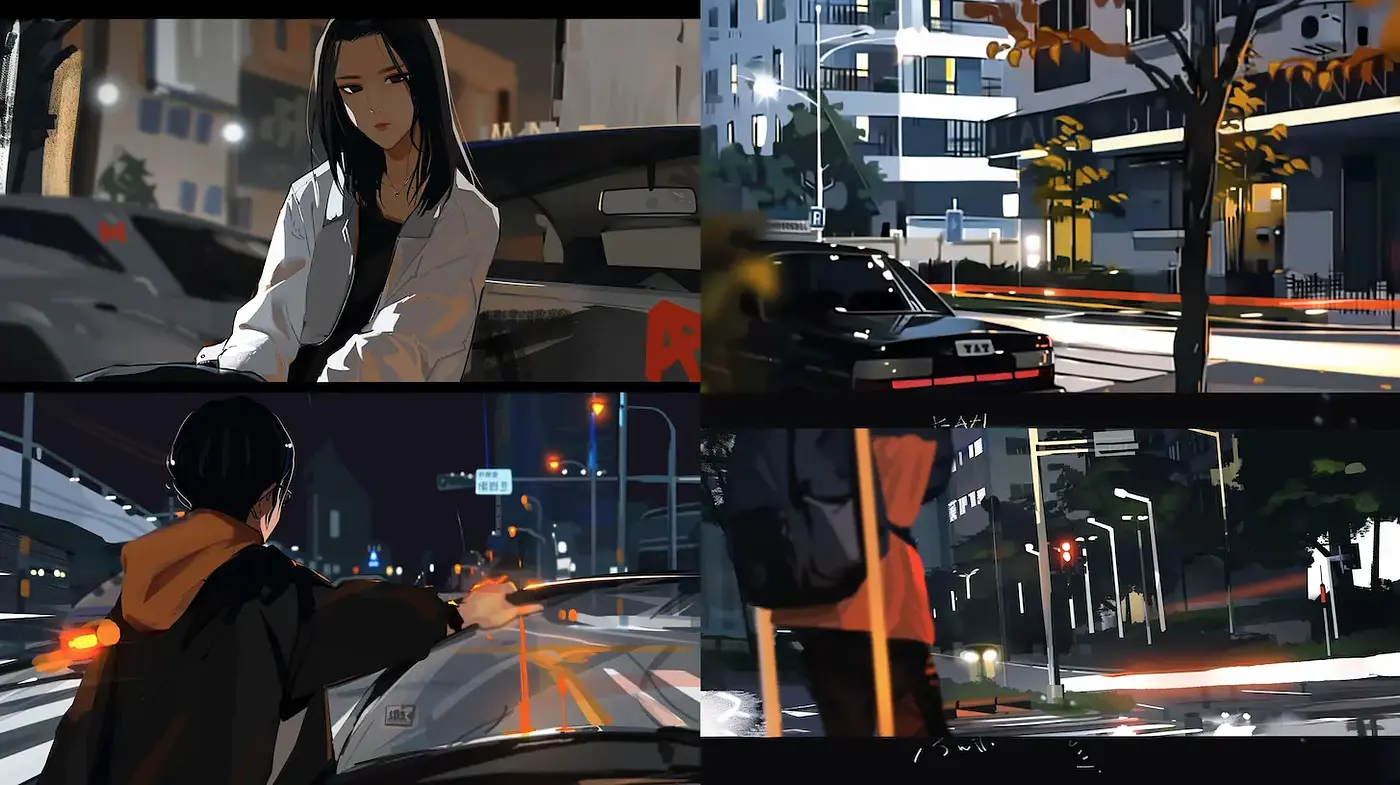 Dynamic Urban Night Scenes with Subtle Cinematic Flair - Midjourney sref style