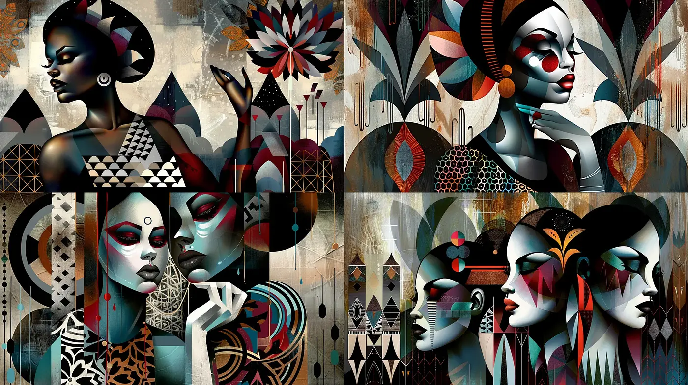 Geometric Harmony: Fusion of African Tribal and Modern Art Deco - Midjourney sref style
