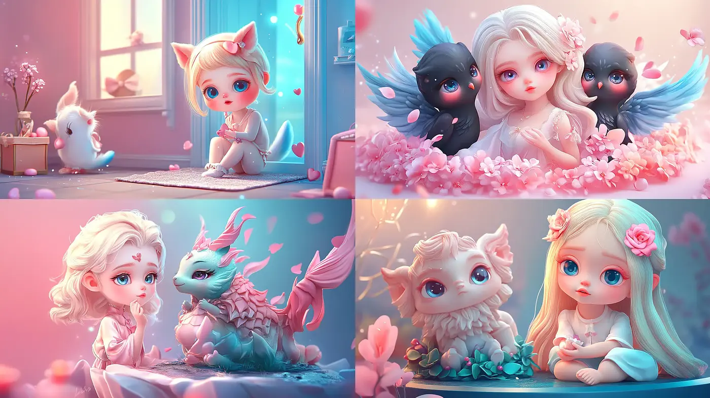 Whimsical Pastel Dreamscape Portraiture - Midjourney sref style