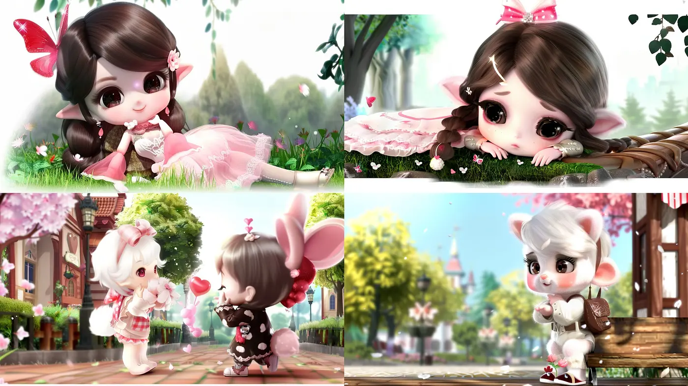 Enchanted Whimsy: The Fusion of Digital Gloss and Pastel Storybook Charm - Midjourney sref style