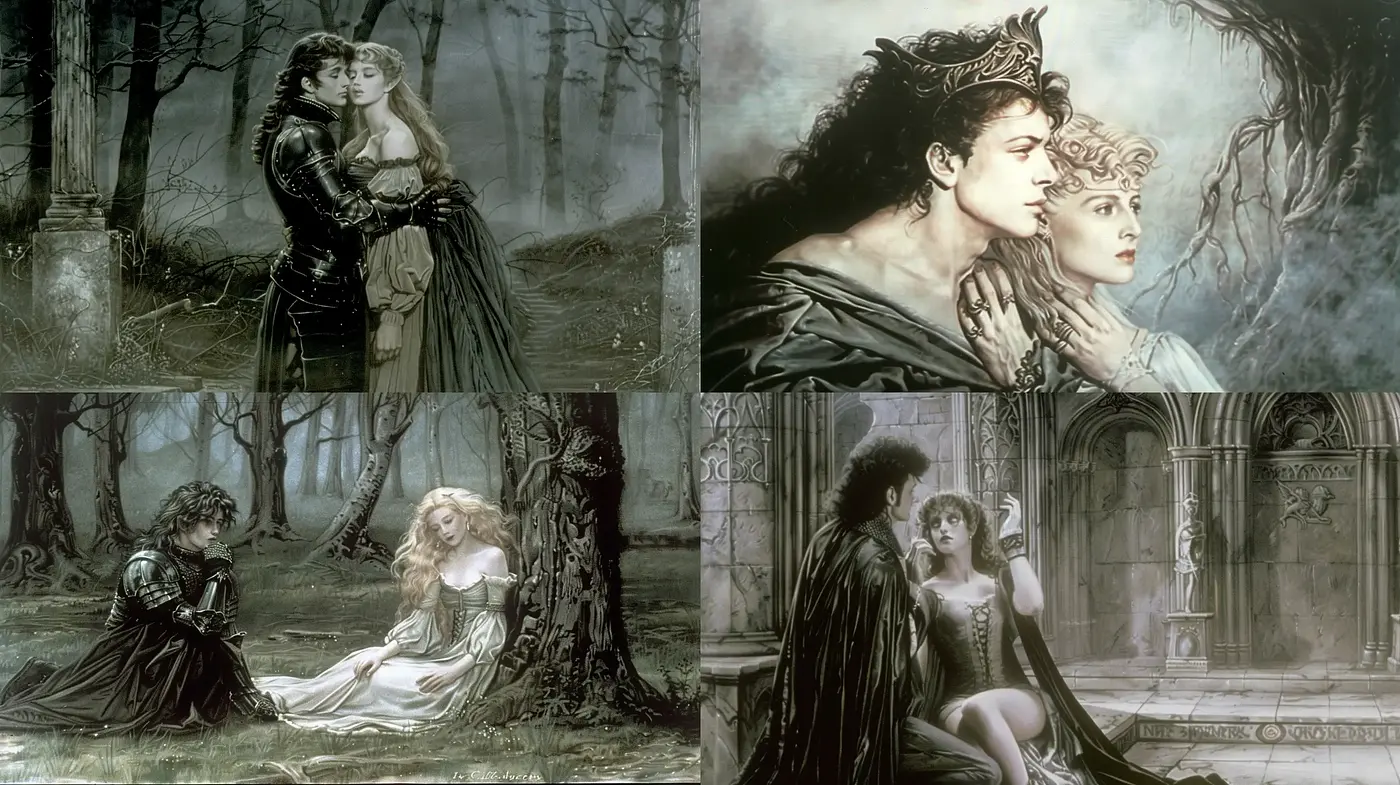 Ethereal Gothic Romance in Monochromatic Hues - Midjourney sref style