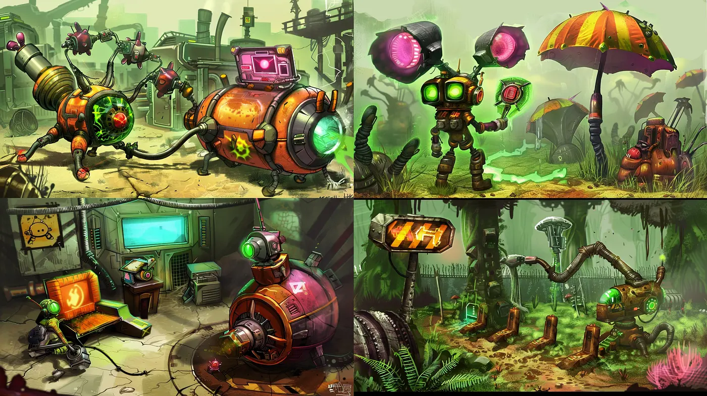 Eclectic Mechanica: A Fusion of Industrial and Organic Elements in Post-Apocalyptic Art - Midjourney sref style