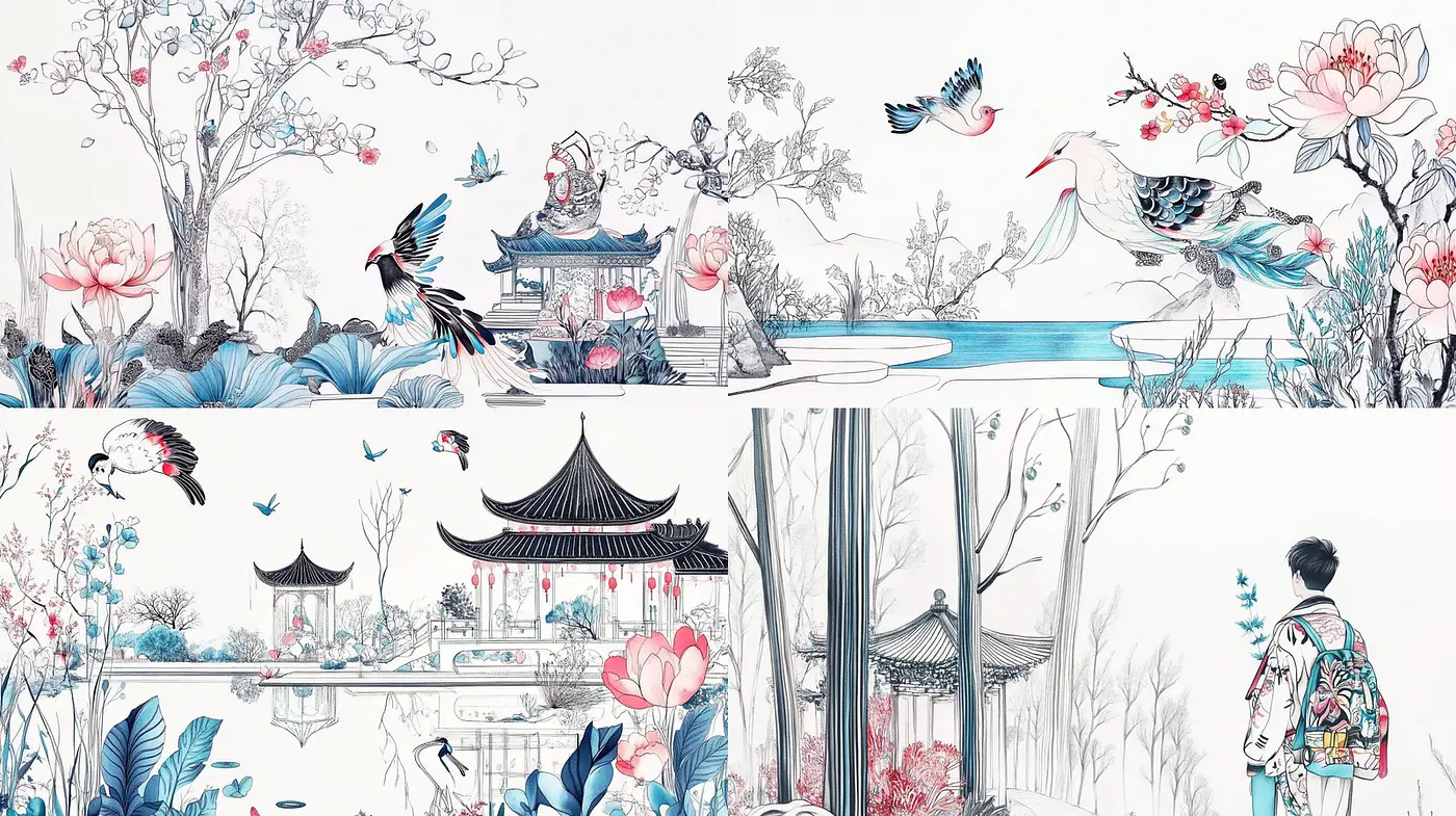 Serene and Ethereal Landscapes with Traditional Influences - Midjourney sref style