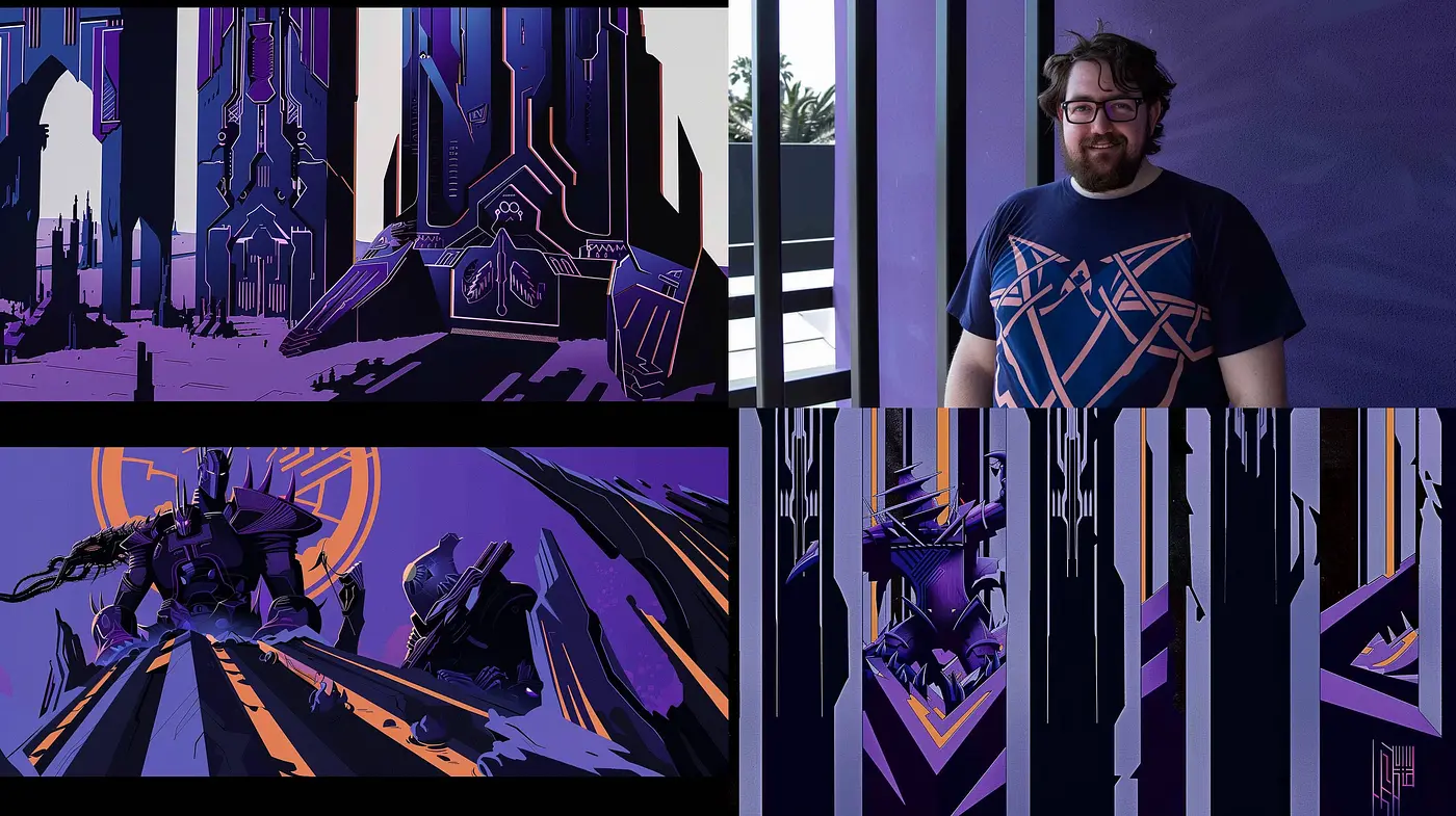 Futuristic Neon Silhouettes with a Purple Dominance - Midjourney sref style