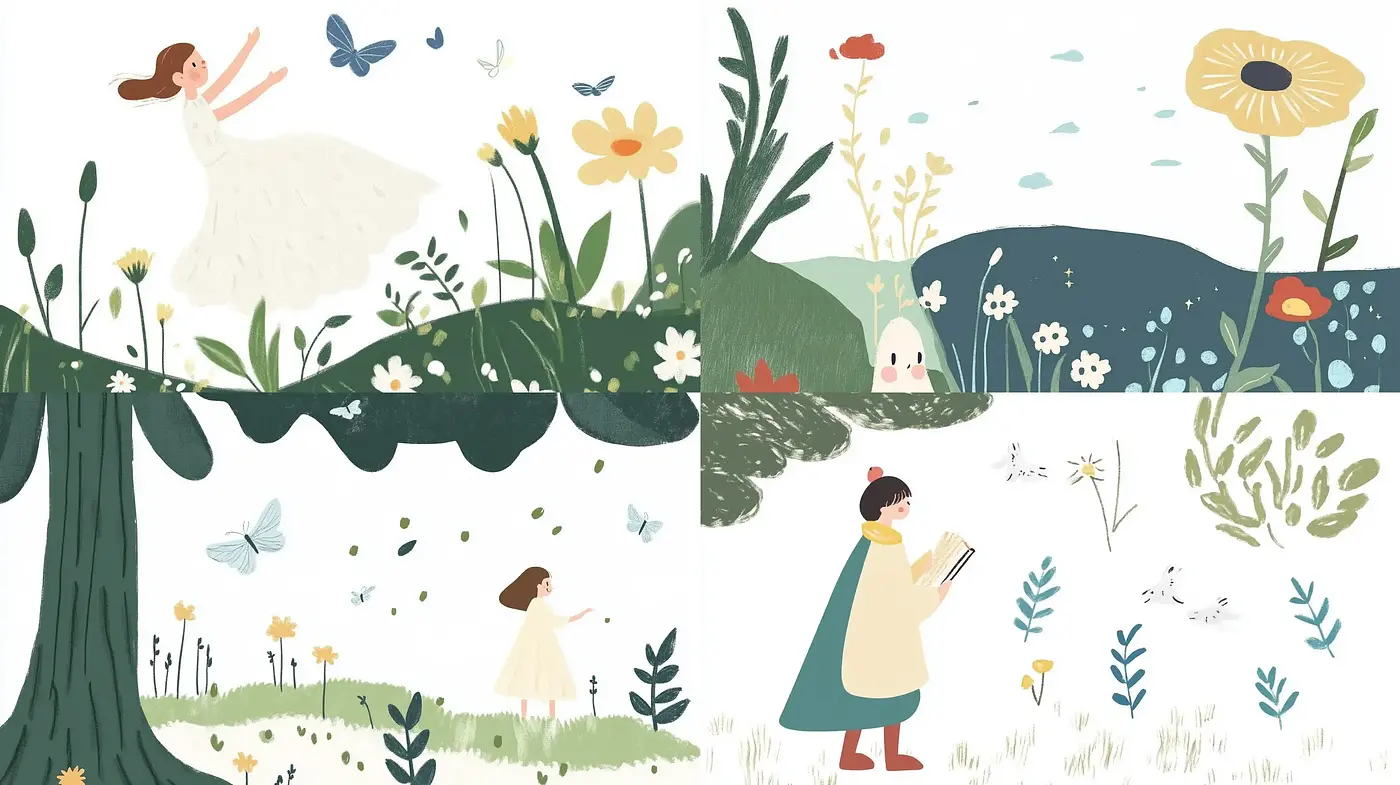 Whimsical Nature-Inspired Illustrative Harmony - Midjourney sref style