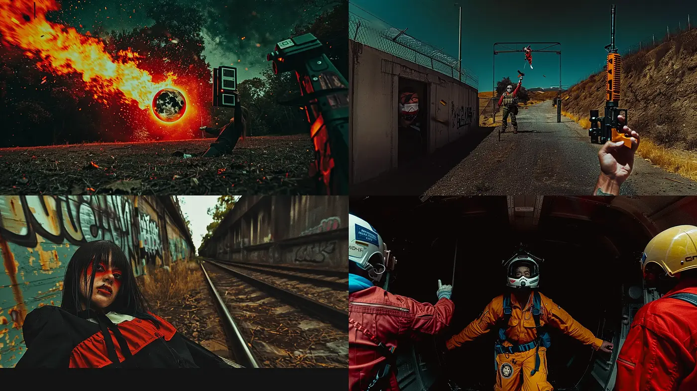 Cinematic Dystopian Visions with a Surreal Twist - Midjourney sref style