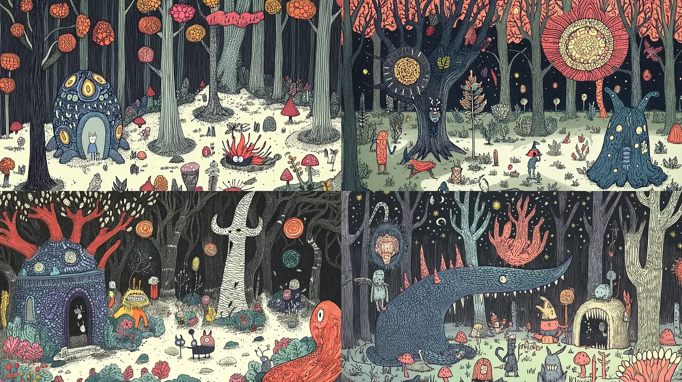 Enchanted Forest Whimsy: A Tapestry of Whimsical Nature - Midjourney sref style