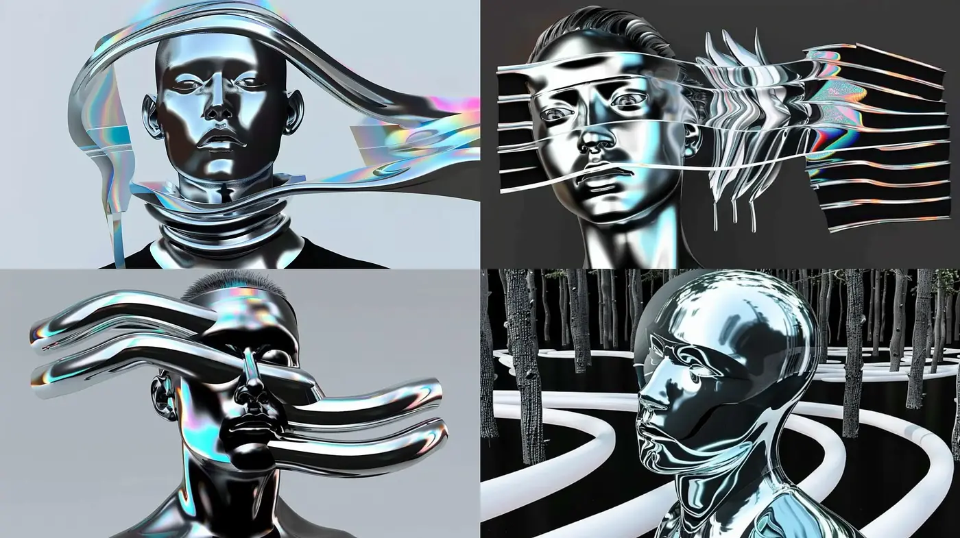 Chromatic Fluidity: Reflections of a Digital Dreamscape - Midjourney sref style