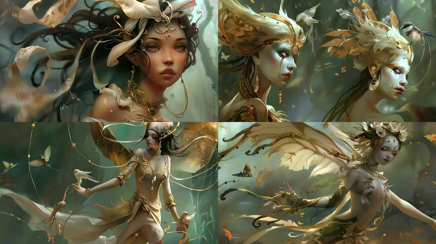 Ethereal Captivation: A Harmonized Fantasy of Nature and Grace - Midjourney sref style