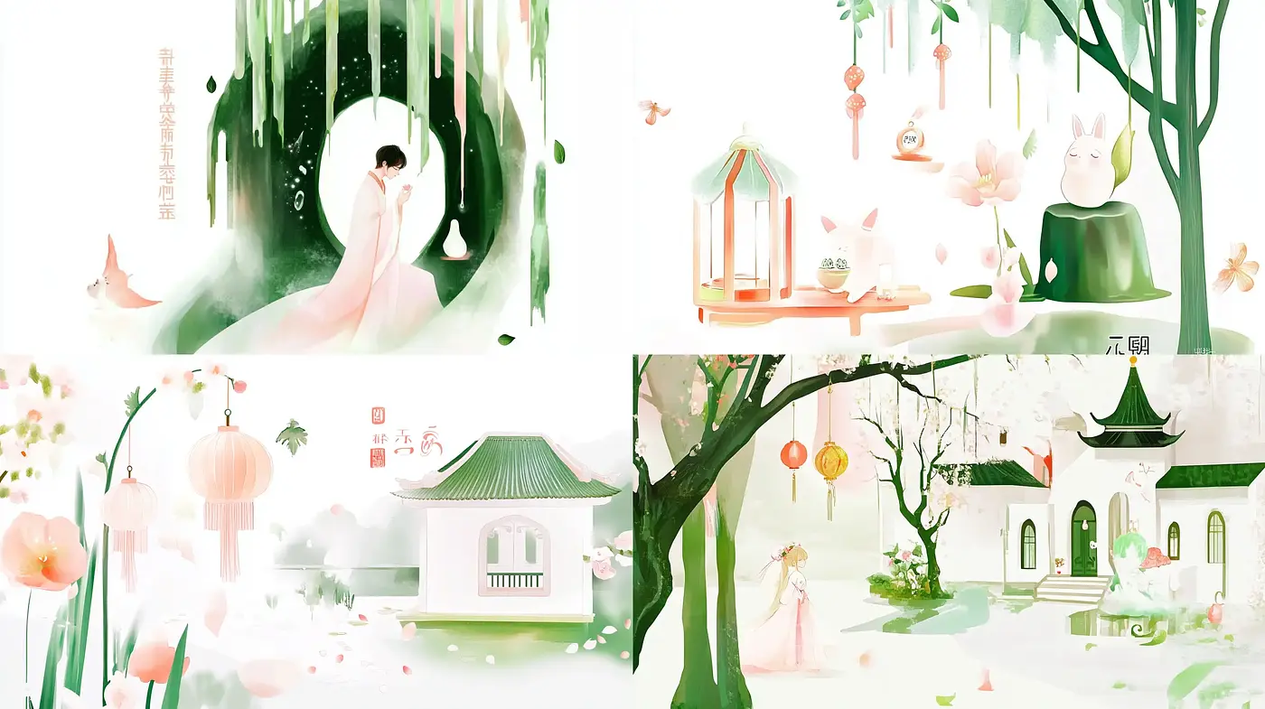 Ethereal Elegance in Pastel: An Homage to Tranquility and Traditional Asian Aesthetics - Midjourney sref style