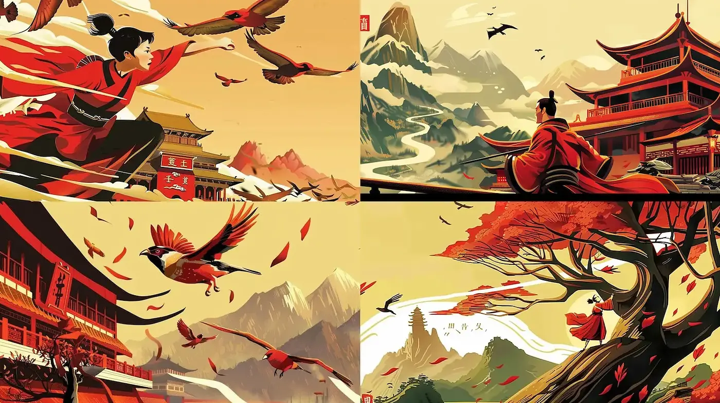 Dynamic Harmony in Vivid Cultures and Landscapes - Midjourney sref style
