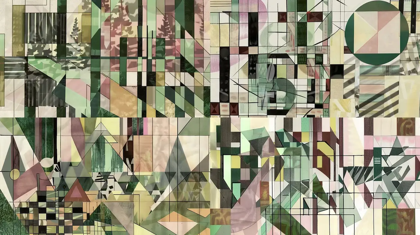 Geometric Abstraction with Organic Undertones in Earthy Tones - Midjourney sref style