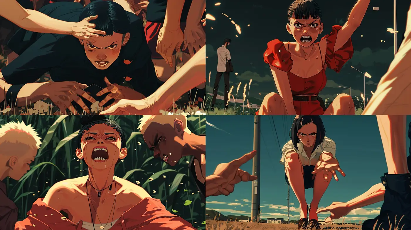 Dynamic Cinematic Tension in Stylized Comic Artistry - Midjourney sref style
