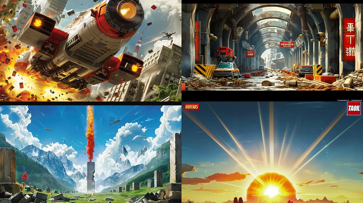 Futuristic Retro-Industrial Harmony with Sunlit Overtones - Midjourney sref style