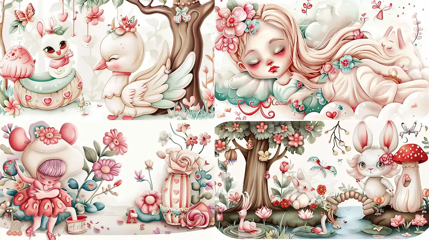 Charming Whimsical Fantasy with Soft Pastel Vibes - Midjourney sref style