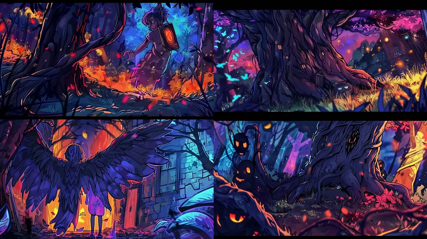 Ethereal Twilight Vistas: A Surreal Blend of Fantasy and Neon - Midjourney sref style