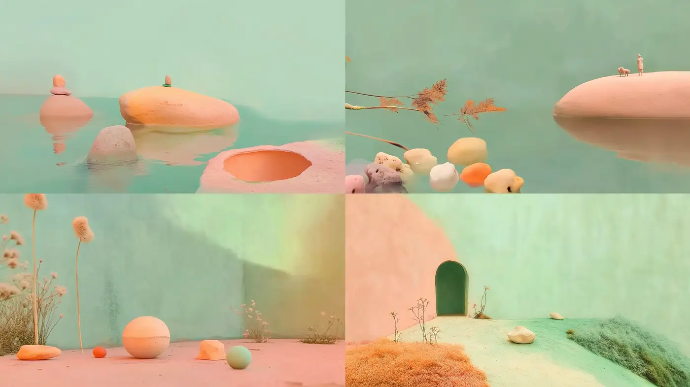Surreal Pastel Dreamscape: A Synthesis of Serenity and Whimsy - Midjourney sref style