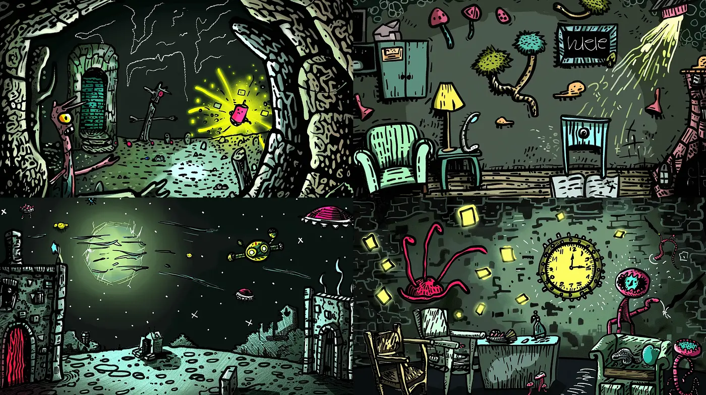 Eerie Surrealism in a Hand-Drawn Style - Midjourney sref style