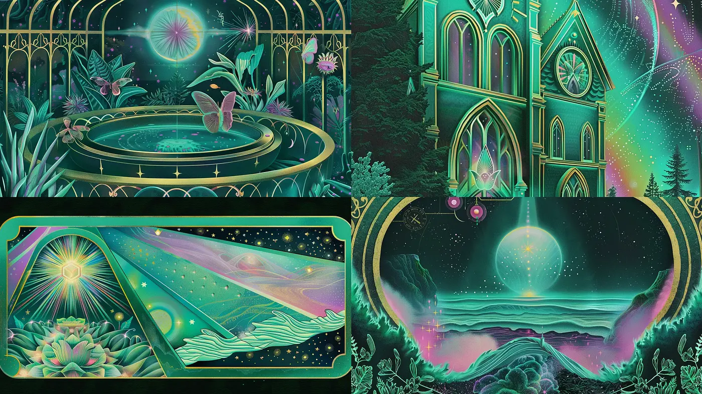 Luminous Dreamscape Fusion with Ethereal Glow and Surrealistic Details - Midjourney sref style