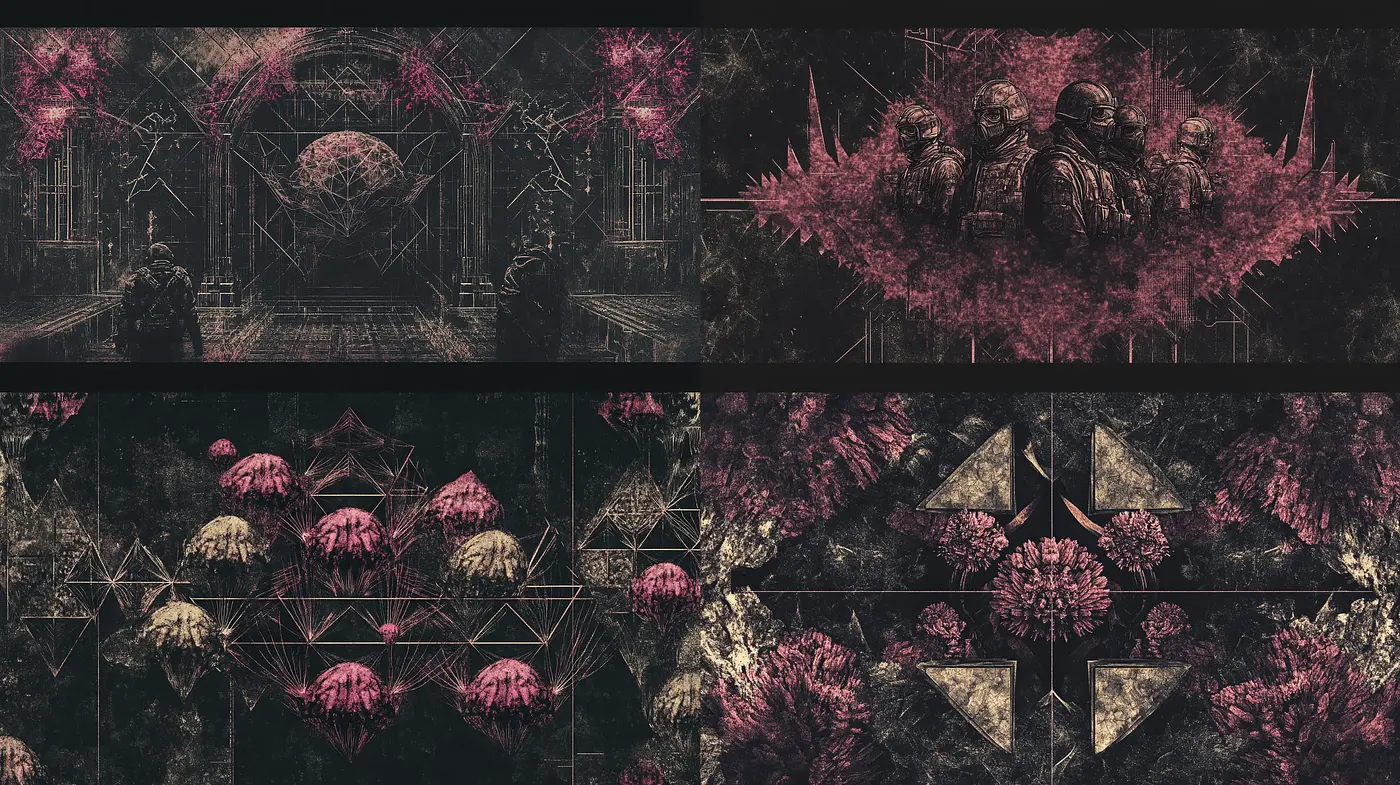 Gothic Digital Enigma: Dusky Hues and Complex Patterns in Digital Art - Midjourney sref style