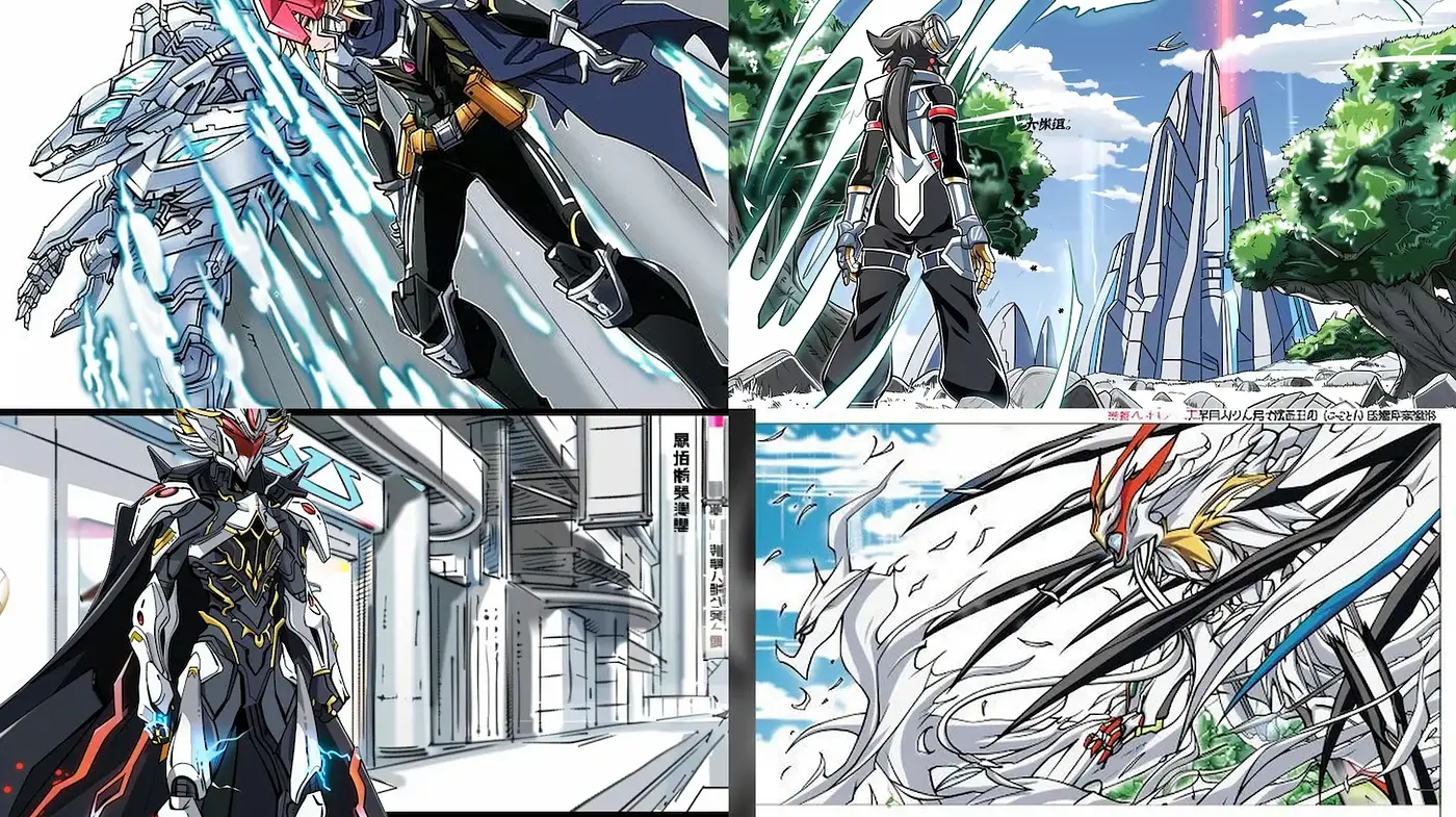 Futuristic Anime-Inspired Art with Energetic Action and Bold Lines - Midjourney sref style