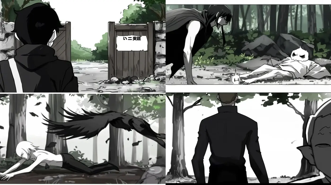 Monochromatic Anime-Inspired Digital Illustrations - Midjourney sref style