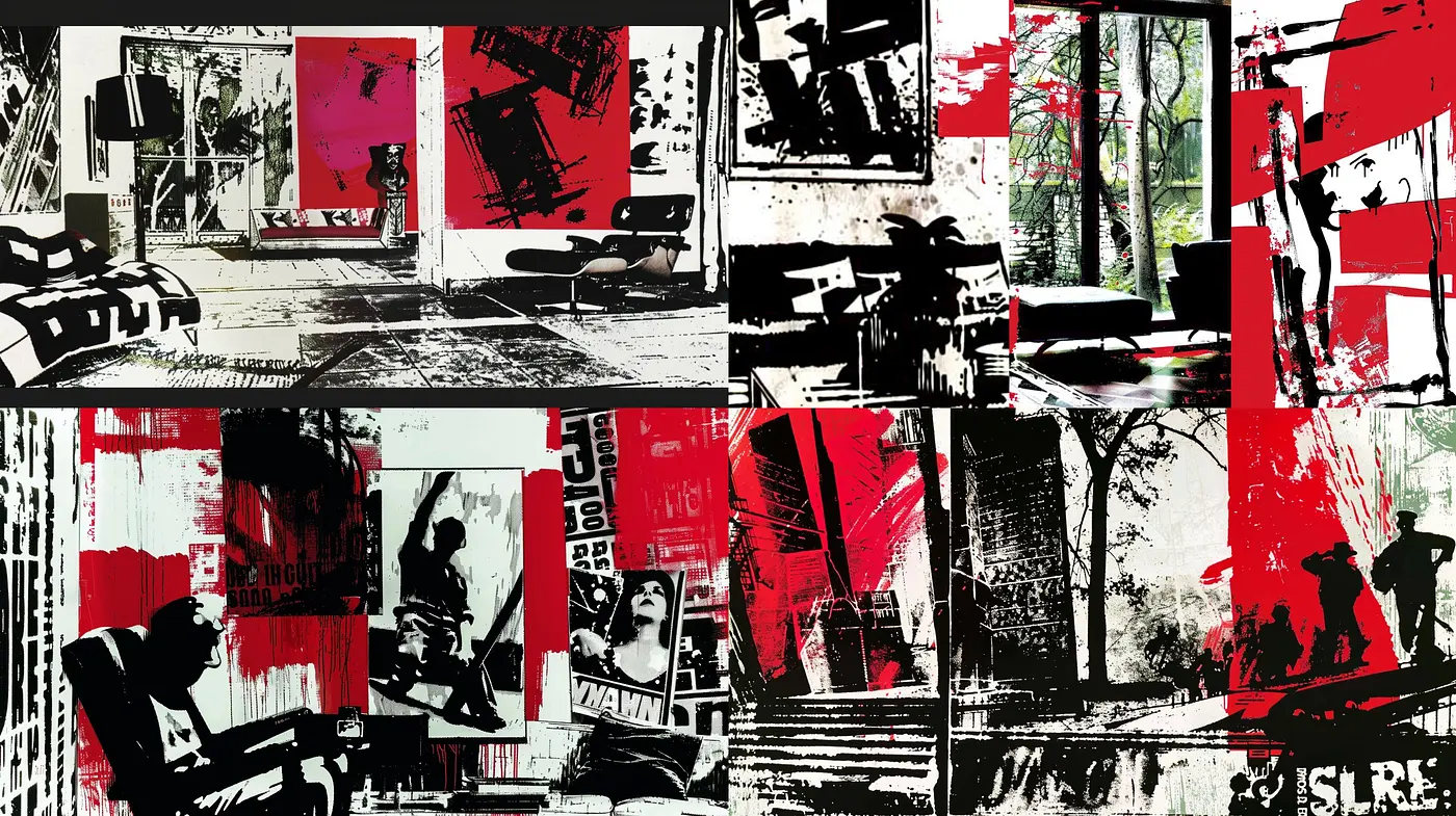 Abstract Expressionist Fusion with a Monochromatic Red Infusion - Midjourney sref style