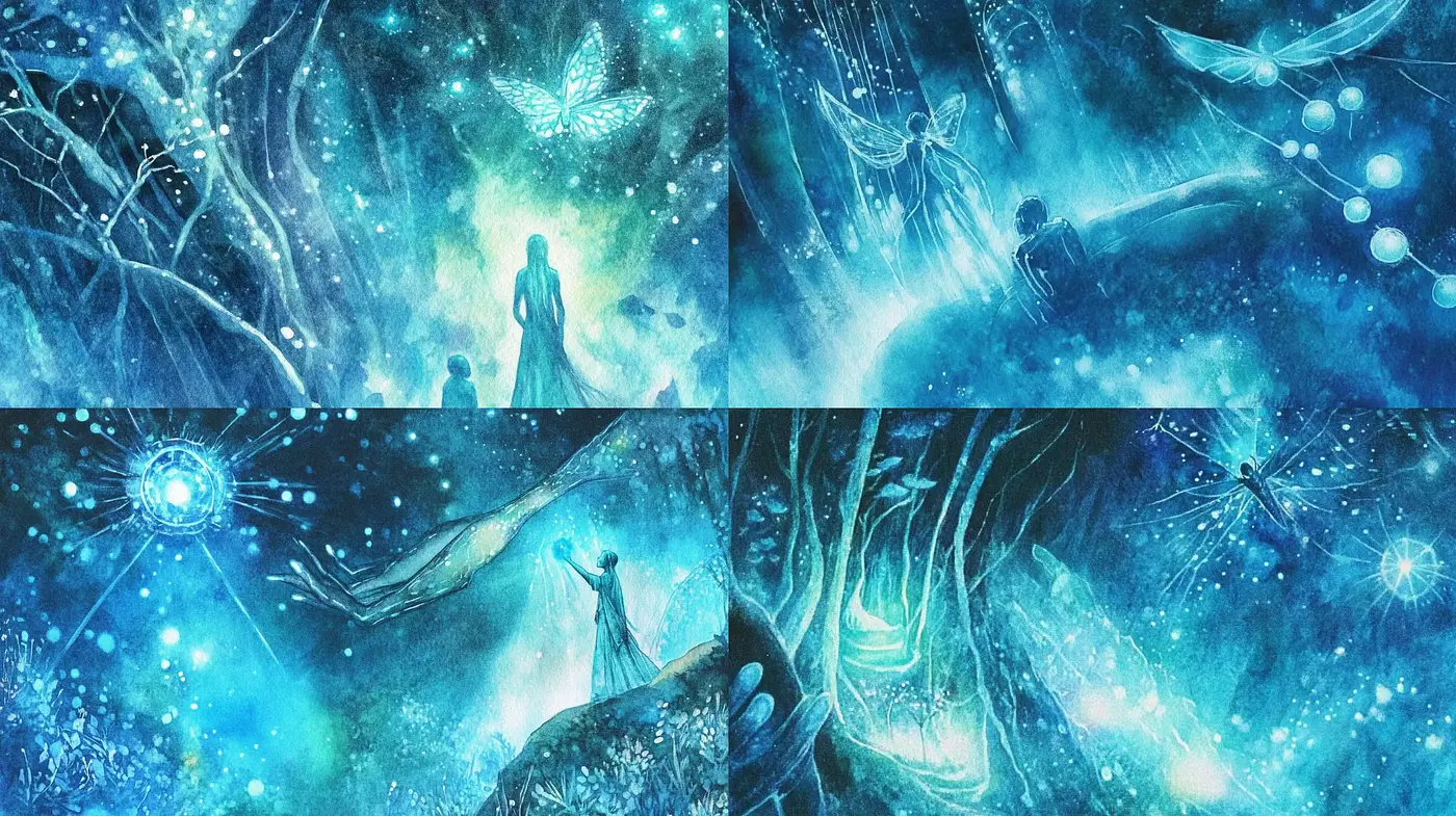 Ethereal Dreamscape in Celestial Blues - Midjourney sref style