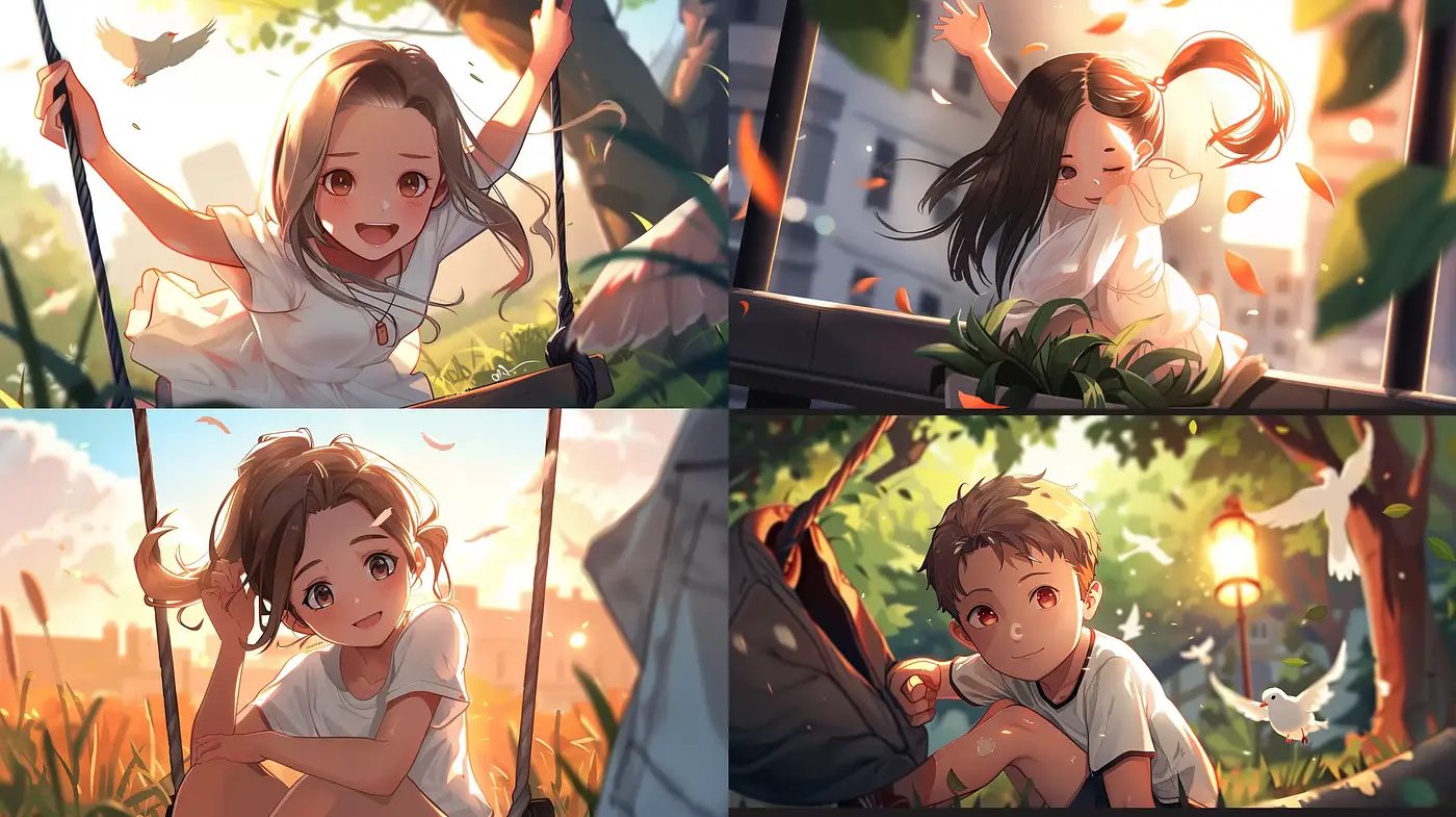 Warm Golden Hour Embrace in Contemporary Anime-Influenced Illustration - Midjourney sref style