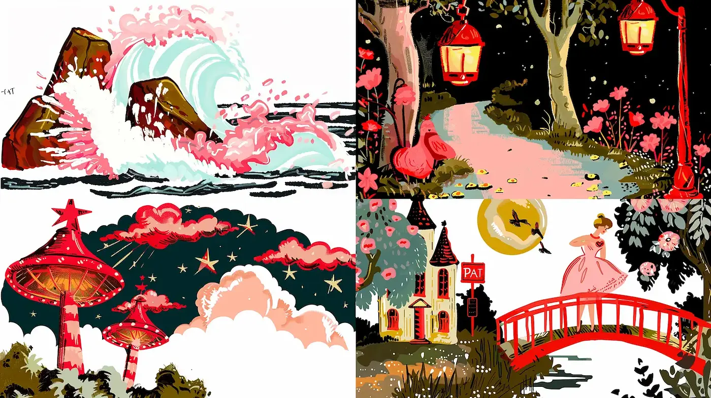 Vibrant Whimsical Illustrations with a Retro Aesthetic - Midjourney sref style