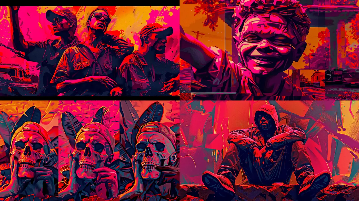 Vibrant Expressionism with a Street Art Edge - Midjourney sref style